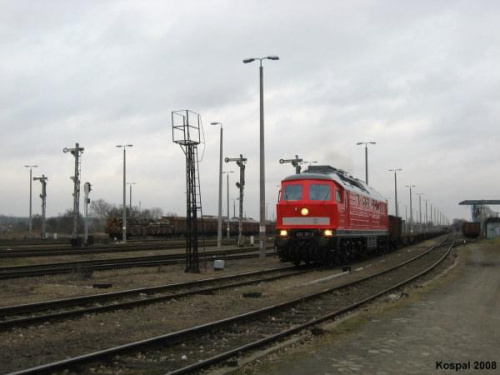 18.01.2008 BR232 131-3 w nowym malowaniu z pociągiem towarowym do Niemiec.