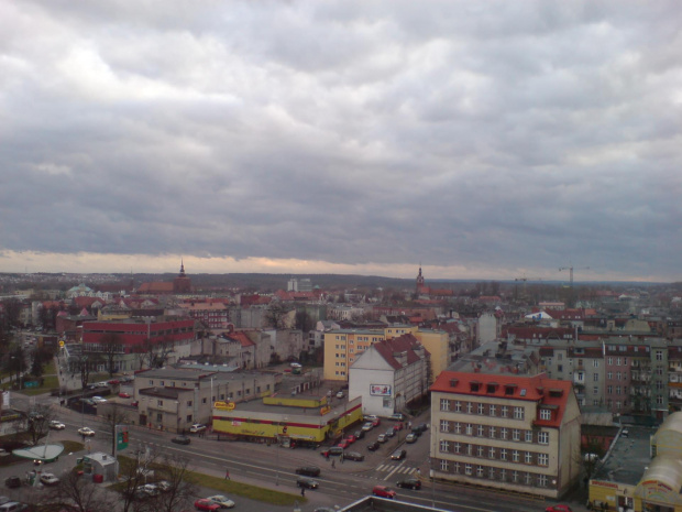 Widok z komina na stare miasto w Słupsku