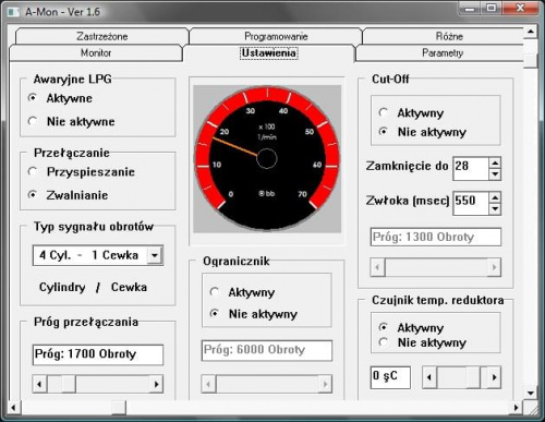 Ustawienia przed regulacją (1000rpm, spalanie miasto ~15l/100km)