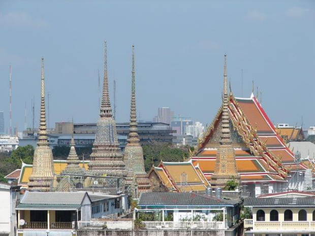 widok na Grand Palace z Wat Arun, Bangkok