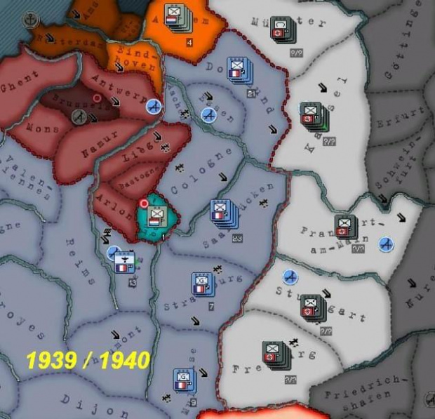 linia frontu na przełomie 1939/40 - oprócz walk lotnictwa brak działań #HoI2