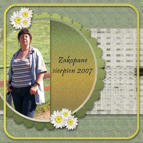 Praca wg. mapki ze str http://scrapchallenge.com/,
czcionka Pristina,
kwiatki tubka psp,
reszta moja #scrapki #zielony