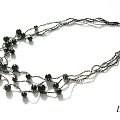 Naszyjnik (szklane perełki na kordonku - kordonek ze srebrną nicią) #biżuteria #szydełko #naszyjnik