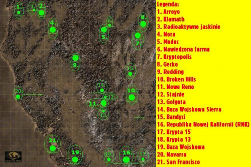 Mapka z gry fallout 2 #fallout #gra #gry #lokacje #mapa #mapka #opad