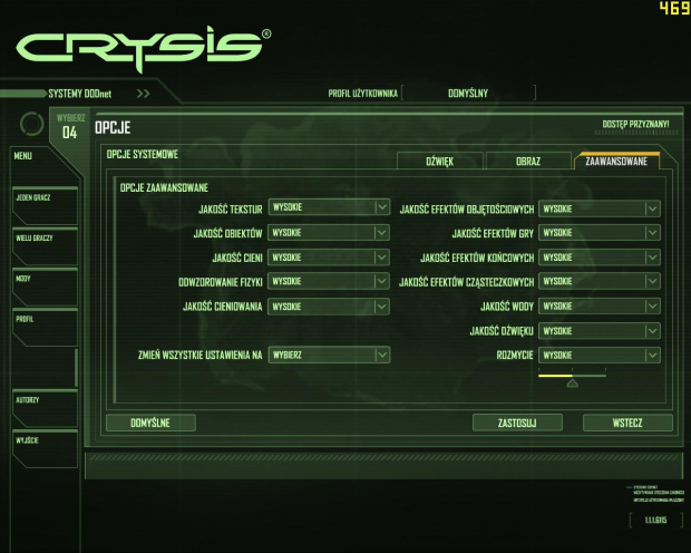 crysis - ustawienia