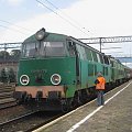 09.08.2008r. (Krzyż) SU45-128 oraz ET22-984 wjeżdża na stację z pociągiem pośpiesznym Kopernik z Warszawy Wsch do Szczecina/Kostrzyna.