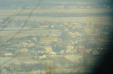 Miasteczko Kamieńsk widziane zimą w Góry Kamieńsk #Kamieńsk #GóraKamieńsk #panorama #PowiatRadomszczański