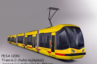 Trzy propozycje malowania.Trzecia jest chyba najbardziej Warszawska :) #PESA #malowanie #tramwaj #kondom #gąsiennica #pesolot #niskopodłogowy